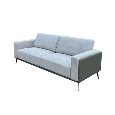 Vista 3 Seater Fabric Sofa - Warm Grey / Dark Grey